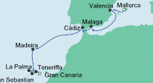 Route: Von Mallorca nach Gran Canaria 1 mit AIDAstella
