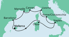 Route: Mediterrane Highlights mit AIDAstella