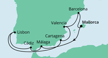 Route: Spanien & Portugal mit Málaga mit AIDAstella