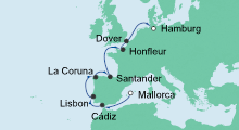 Route: Von Mallorca nach Hamburg 5 mit AIDAvita