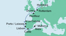 Route: Von Mallorca nach Hamburg 3 mit AIDAcara