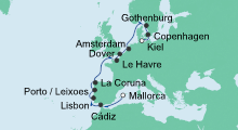 Route: Von Mallorca nach Kiel 2 mit AIDAbella