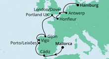 Route: Von Mallorca nach Hamburg mit AIDAvita