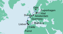 Route: Von Mallorca nach Kiel mit AIDAaura