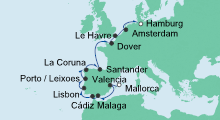 Route: Von Mallorca nach Hamburg 2 mit AIDAsol