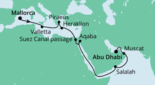 Route: Von Mallorca nach Abu Dhabi 3 mit AIDAprima
