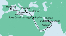 Route: Von Mallorca nach Dubai 4 mit AIDAvita