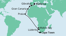 Route: Von Mallorca nach Kapstadt mit AIDAmira