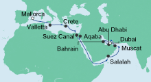 Route: Von Mallorca nach Dubai mit AIDAprima