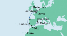 Route: Von Rotterdam nach Mallorca mit AIDAmar