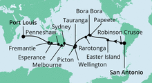 Route: Von San Antonio nach Mauritius 2 mit AIDAaura