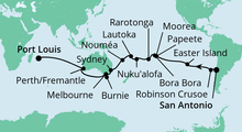 Route: Von San Antonio nach Mauritius mit AIDAaura