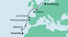 Route: Von Teneriffa nach Hamburg 2 mit AIDAperla