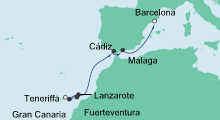 Route: Von Teneriffa nach Barcelona 2 mit AIDAnova
