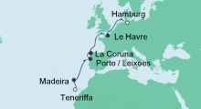 Route: Von Teneriffa nach Hamburg mit AIDAperla