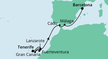 Route: Von Teneriffa nach Barcelona 2 mit AIDAnova
