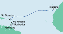 Route: AIDA pur von Teneriffa nach Barbados mit AIDAperla
