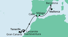 Route: Von Teneriffa nach Mallorca 3 mit AIDAnova