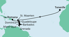 Route: Von Teneriffa in die Dom. Republik mit AIDAperla