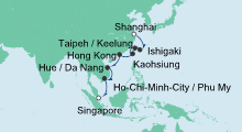 Route: Von Shanghai nach Singapur mit AIDAbella
