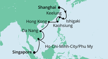 Route: Von Shanghai nach Singapur mit AIDAbella