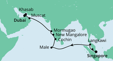 Route: Von Singapur nach Dubai mit AIDAbella