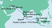 Route: Von Singapur nach Dubai 2 mit AIDAvita