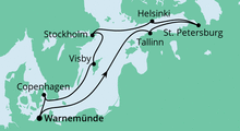 Route: Ostsee ab Warnemünde 2 mit AIDAmar