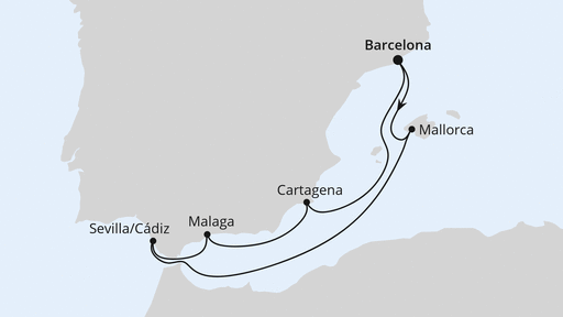 Routenverlauf Spanische Mittelmeerküste ab Barcelona