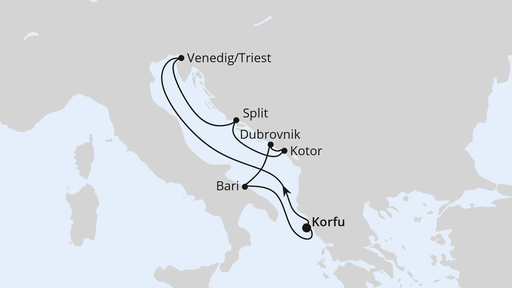 Routenverlauf Adria ab Korfu 1