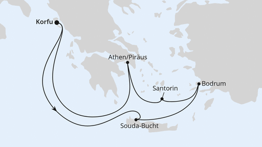 Routenverlauf Griechenland ab Korfu 1