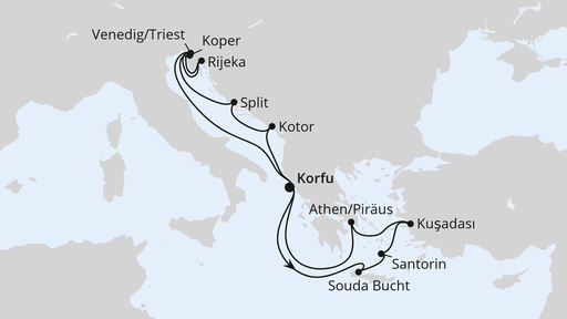 Routenverlauf Adria & Griechenland ab Korfu 2