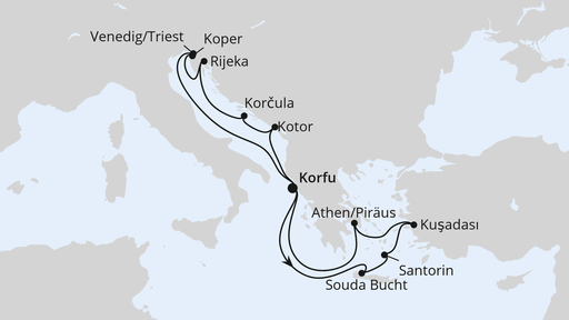 Routenverlauf Adria & Griechenland ab Korfu 2