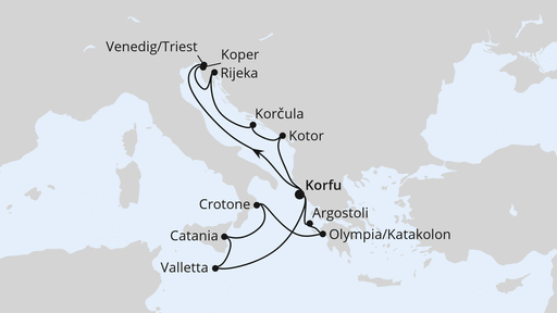 Routenverlauf Adria & Mittelmeerinseln ab Korfu 1