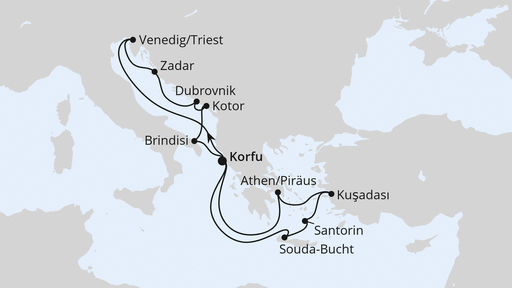 Routenverlauf Adria & Griechenland ab Korfu 1