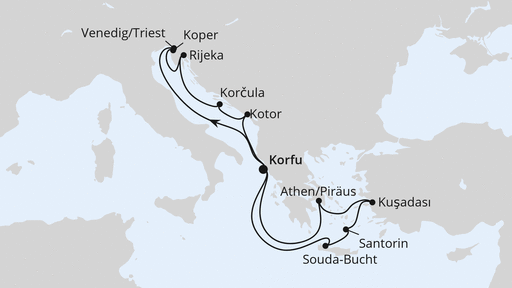 Routenverlauf Adria & Griechenland ab Korfu 1