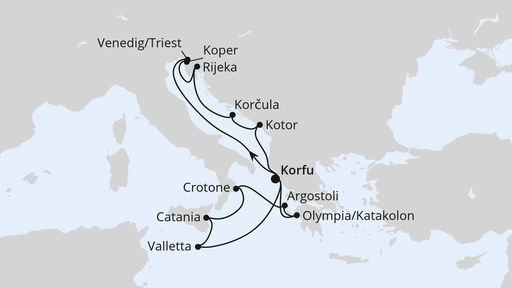 Routenverlauf Adria & Mittelmeerinseln ab Korfu 1