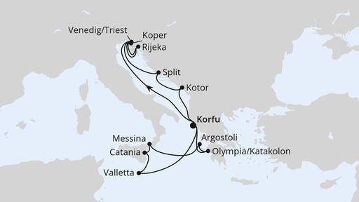 Routenverlauf Adria & Mittelmeerinseln ab Korfu 1