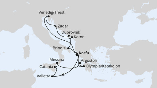 Routenverlauf Adria & Mittelmeerinseln ab Korfu 2