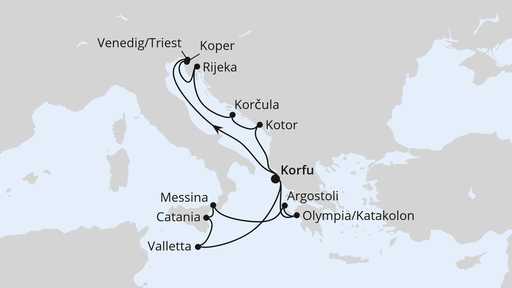 Routenverlauf Adria & Mittelmeerinseln ab Korfu 1