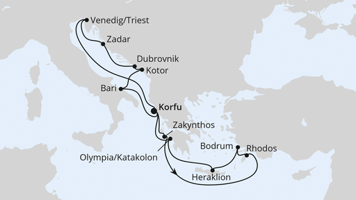 Routenverlauf Adria & Griechenland ab Korfu 2