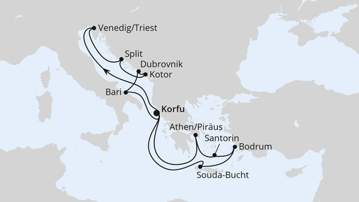 Routenverlauf Adria & Griechenland ab Korfu 1