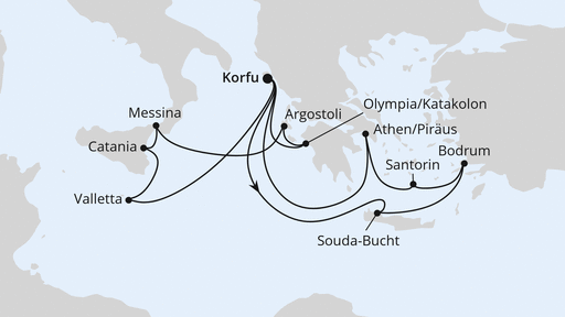 Routenverlauf Griechenland & Mittelmeerinseln ab Korfu 1