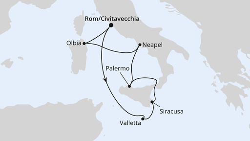 Routenverlauf Italien & Malta