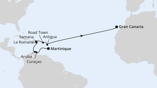 Routenverlauf Von Martinique nach Gran Canaria