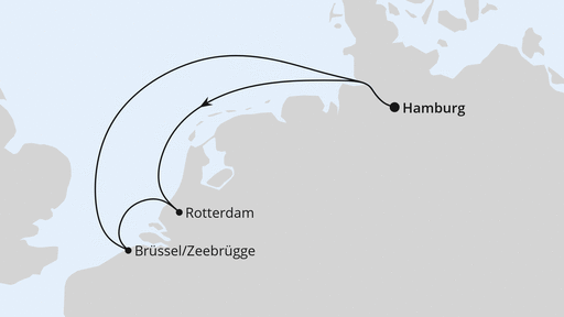 Routenverlauf Kurzreise nach Niederlande & Belgien ab Hamburg