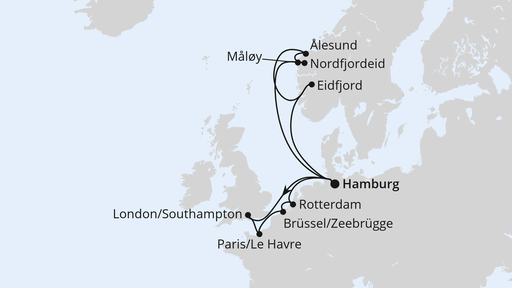 Routenverlauf Metropolen & Norwegen ab Hamburg