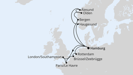 Routenverlauf Metropolen & Norwegen ab Hamburg