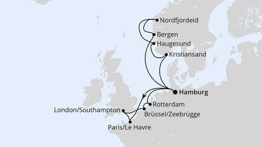 Routenverlauf Metropolen & Norwegen ab Hamburg