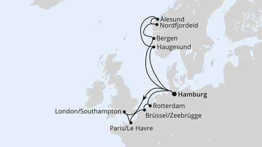 Routenverlauf Metropolen & Norwegen ab Hamburg